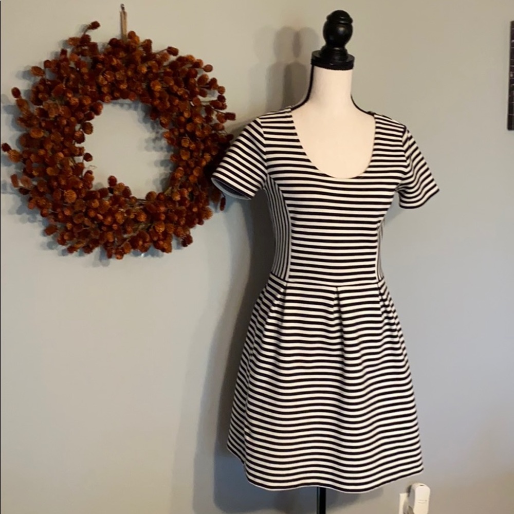 J Crew Black/White Stripes Dress